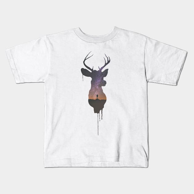 Deer Head IV Kids T-Shirt by edwardlucas